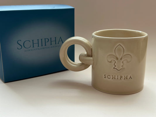 Fleur de Lis Sembollü El Yapımı Seramik Kupa