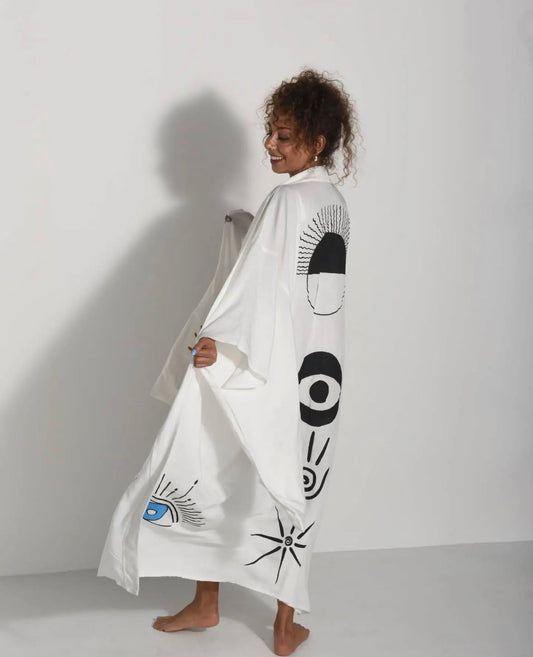 Kişiye Özel El Boyaması Kimono | Unisex, Oversize, Doğal Kumaş