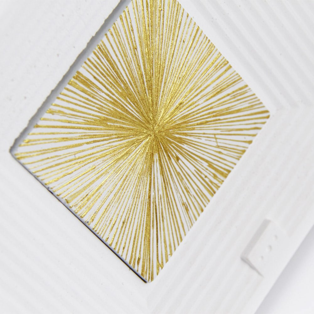 Coho Art 'Beam' Artistic Painting - Gilding & White Acrylic Application