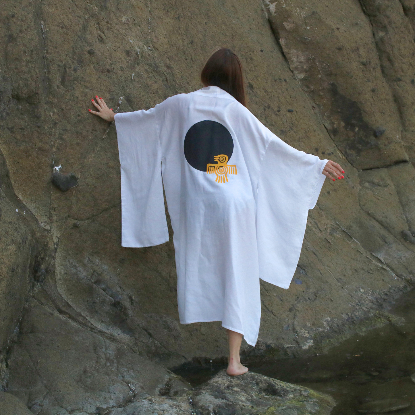 Thunderbird Kimono – Doğal & El Boyaması | Kişiye Özel Tasarım