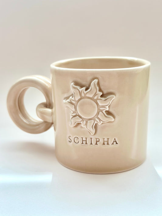 Güneş Sembollü El Yapımı Seramik Kupa