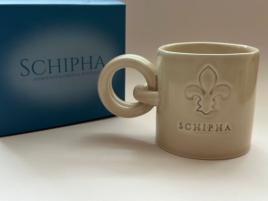 Fleur de Lis Sembollü El Yapımı Seramik Kupa