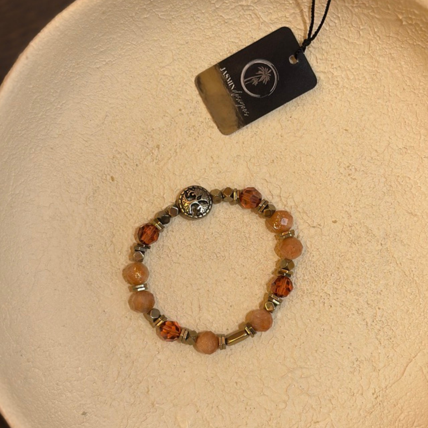 Emerald Phoenix Bileklik – Sunstone, Swarovski Kristal ve Hematit
