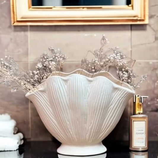 İstiridye Seramik Vazo – Dekoratif Tasarım