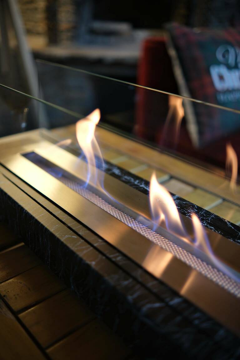 LUMIA Mermer Desenli Masaüstü Şömine - Siyah