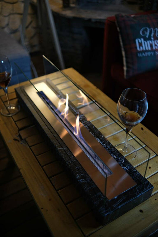 مدفأة طاولة لوميا بنقشة رخامية - أسود