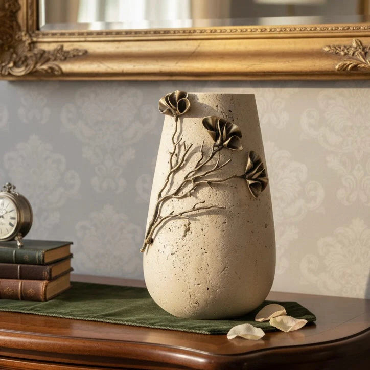 Nihilist Mermer & Pirinç Çiçek Vazo