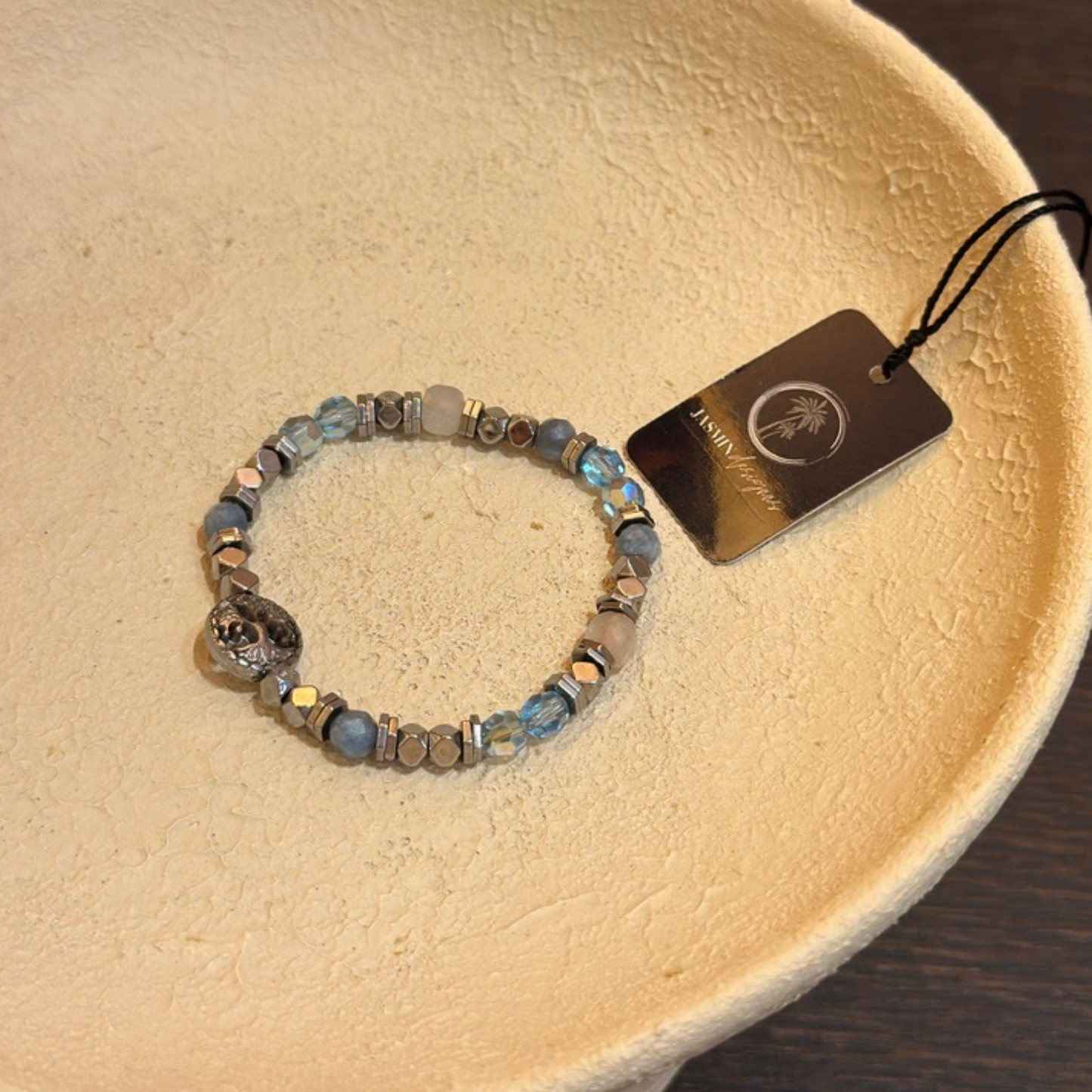 Lirea Bileklik – Akuamarin, Swarovski Kristal ve Hematit