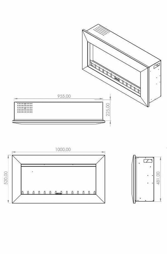 Elektrikli Şömine RGB Renkli 100 cm ( Isıtmalı )