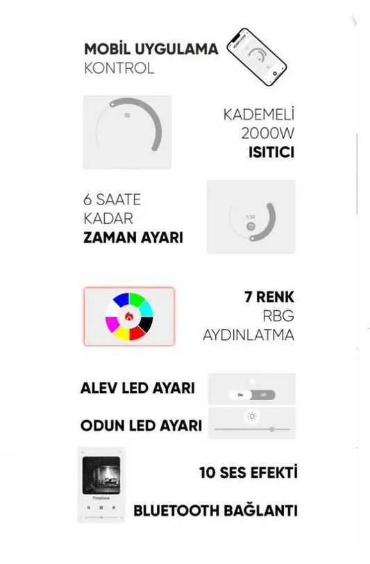 Elektrikli Şömine RGB renkli 100 cm ( Isıtmasız )