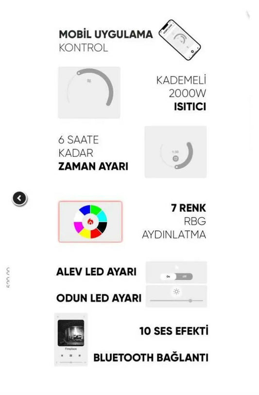 Elektrikli Şömine RGB Renkli 160CM ( Isıtmasız )