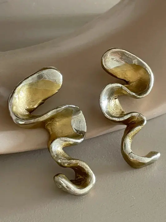 Gold Silver Özel Form Küpe