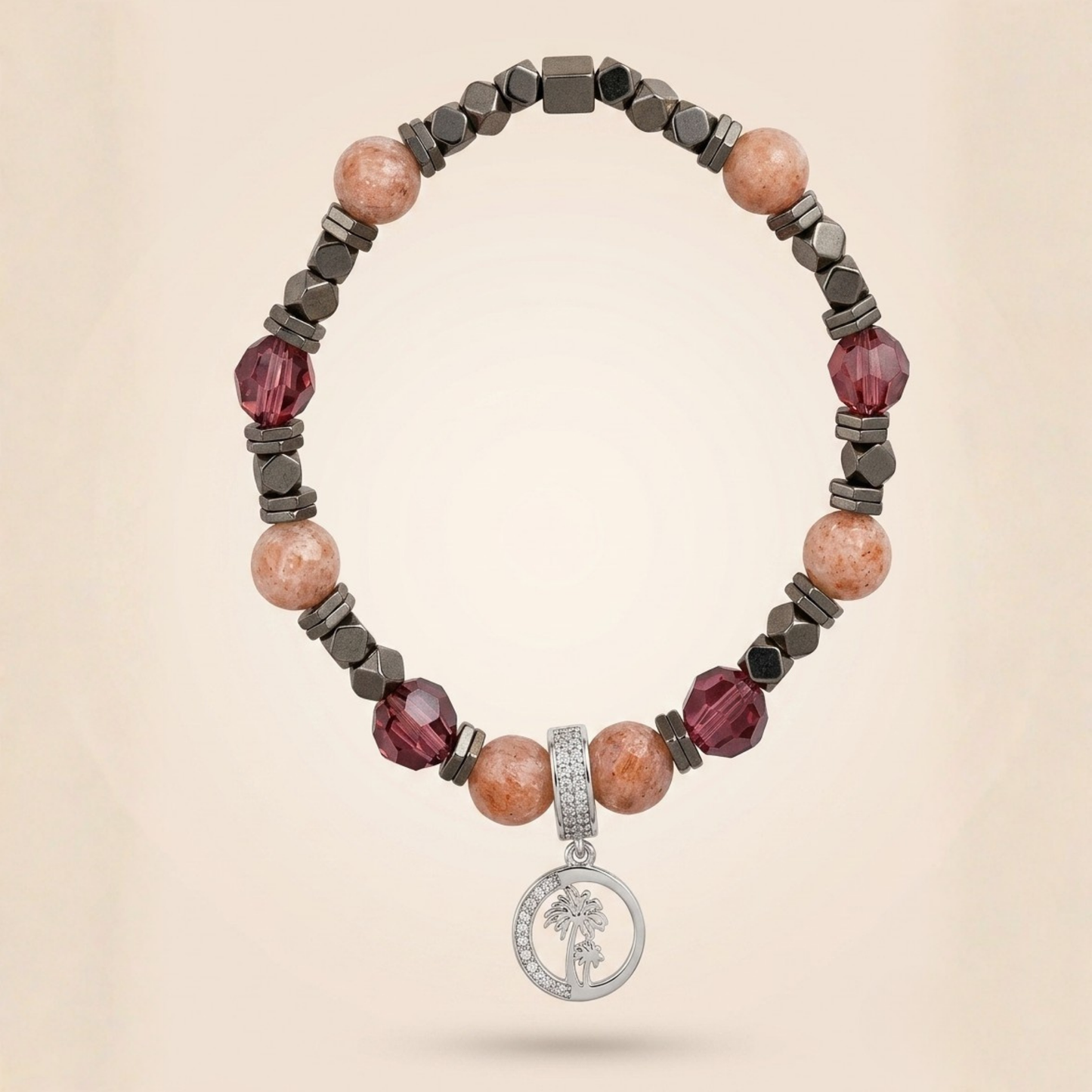 Emerald Phoenix Bileklik – Gümüş Charm, Sunstone & Hematit