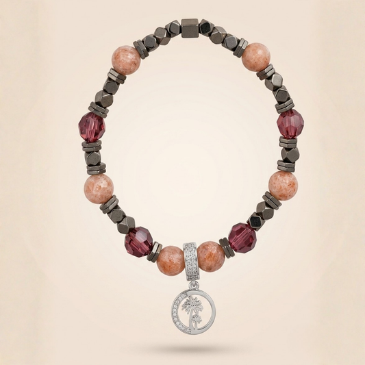 Emerald Phoenix Bileklik – Gümüş Charm, Sunstone & Hematit