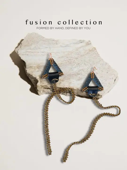 Fusion Siyah Boncuk İşleme Küpe